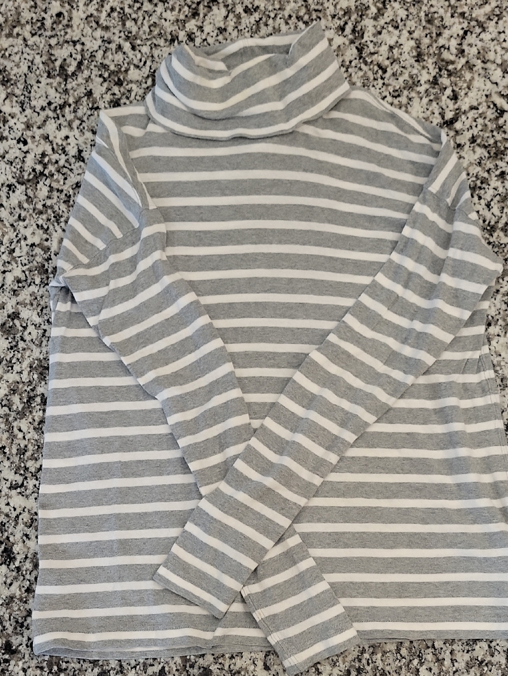 J. Crew Gray and White Striped Turtleneck Sweater